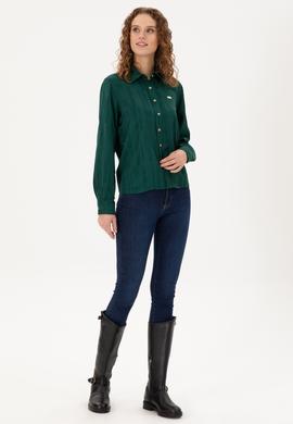 Kadın Koyu Yeşil Uzun Kollu Gömlek - 50289818011