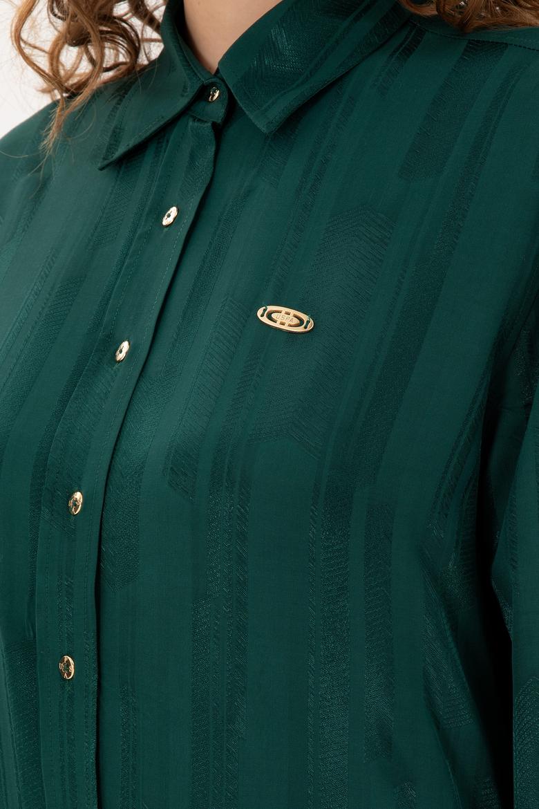 Kadın Koyu Yeşil Uzun Kollu Gömlek - 50289818011