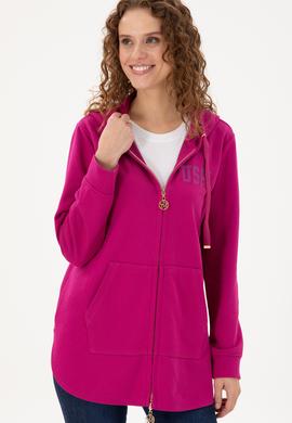 Kadın Fuşya Kapüşonlu Sweatshirt - 50289545094
