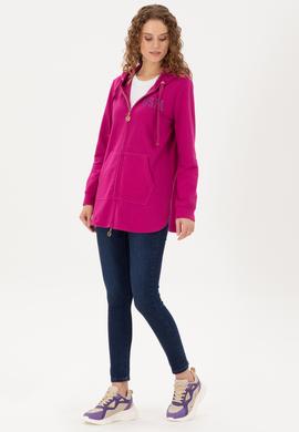 Kadın Fuşya Kapüşonlu Sweatshirt - 50289545094