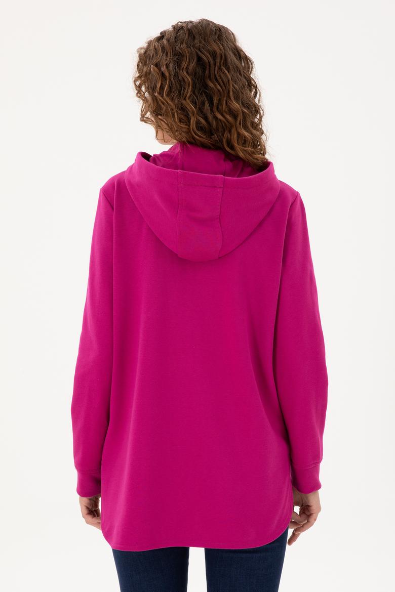 Kadın Fuşya Kapüşonlu Sweatshirt - 50289545094