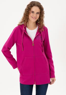 Kadın Fuşya Kapüşonlu Sweatshirt - 50289545094