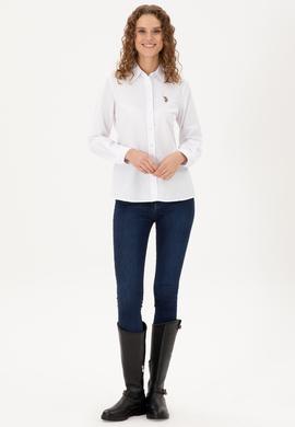 Kadın Beyaz Uzun Kollu Basic Gömlek - 50295704003
