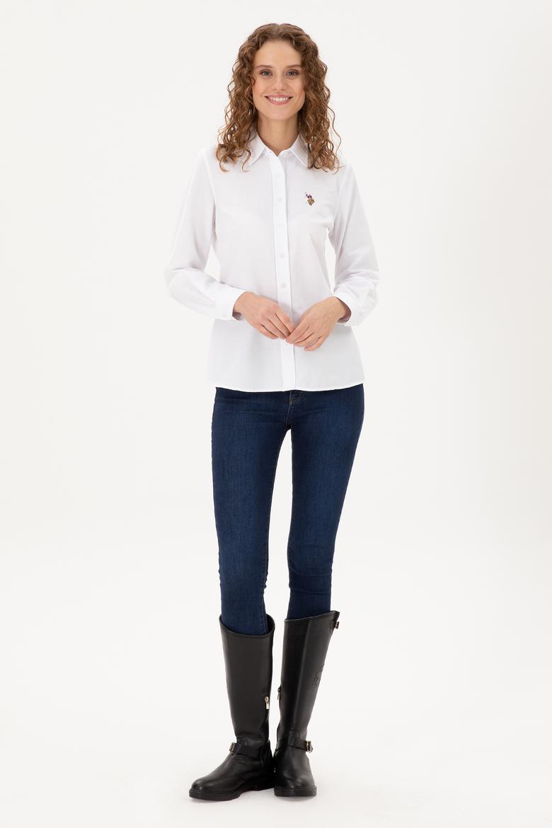 Kadın Beyaz Uzun Kollu Basic Gömlek - 50295704003