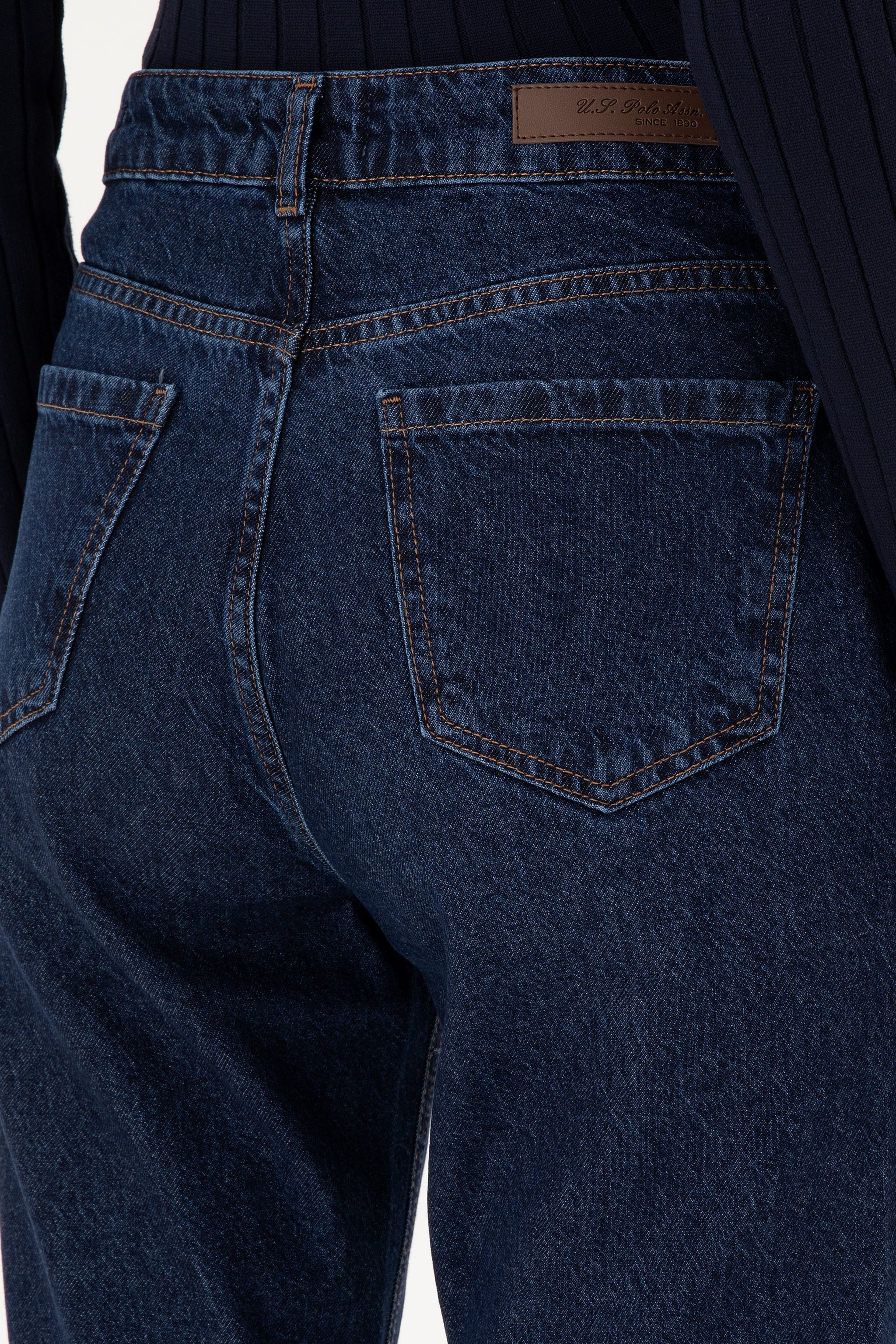 Kadın Koyu Mavi Straight Fit Jean Pantolon - Image 6