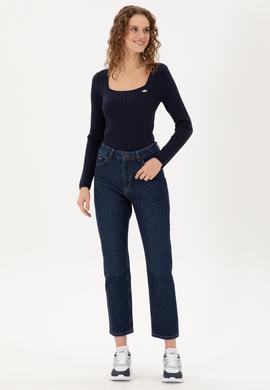 Kadın Koyu Mavi Straight Fit Jean Pantolon - 50298203002