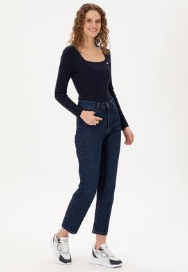 Kadın Koyu Mavi Straight Fit Jean Pantolon - 50298203002