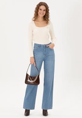 Kadın Açık Mavi Flare High Waist Fit Jean Pantolon - 50295320005