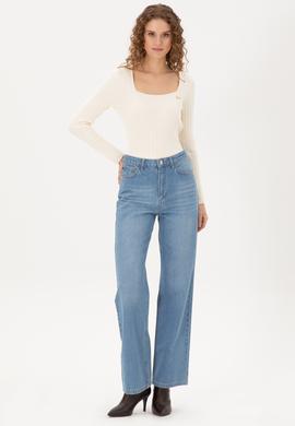 Kadın Açık Mavi Flare High Waist Fit Jean Pantolon - 50295320005