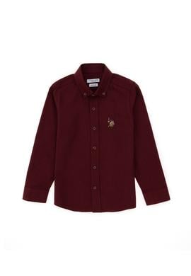 Erkek Çocuk Bordo Uzun Kollu Basic Gömlek - 50295671018