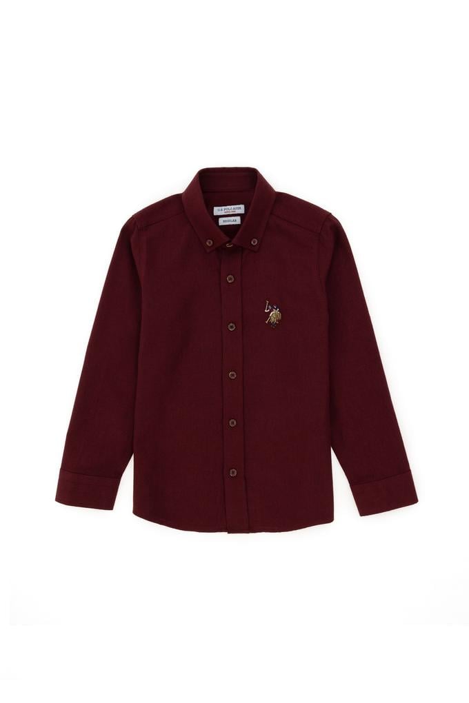 Erkek Çocuk Bordo Uzun Kollu Basic Gömlek