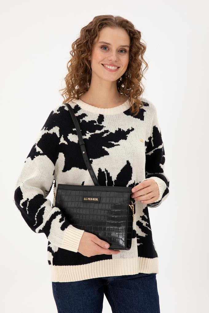 Kadın Siyah Kroko Çapraz Çanta