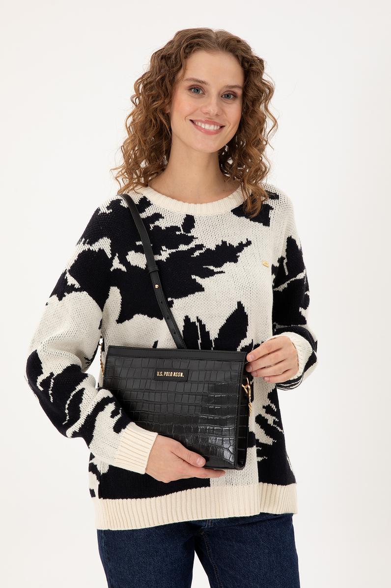 Kadın Siyah Kroko Çapraz Çanta