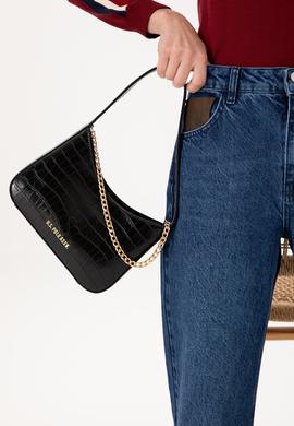 Kadın Siyah Kroko Kol Çantası - 50300342001