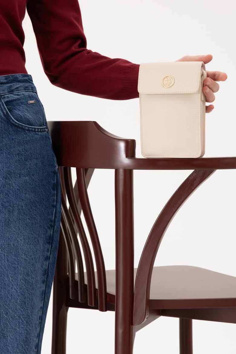 Kadın Krem Telefon Çantası - 50300339005