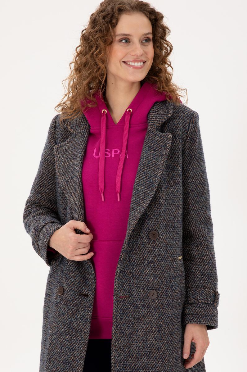 Kadın Lacivert Kaşe Kaban