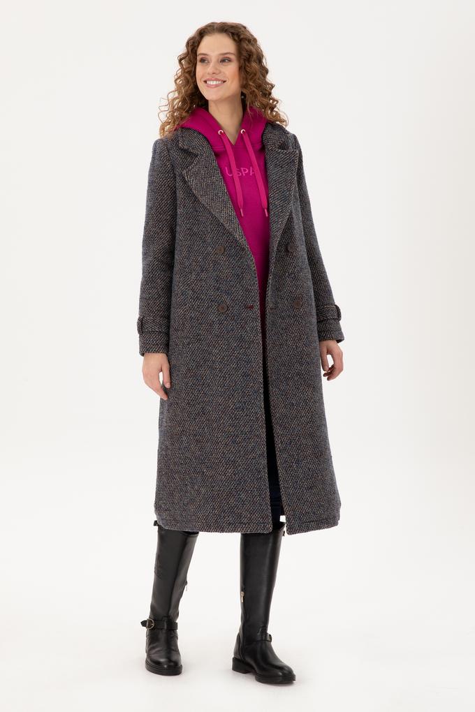 Kadın Lacivert Kaşe Kaban