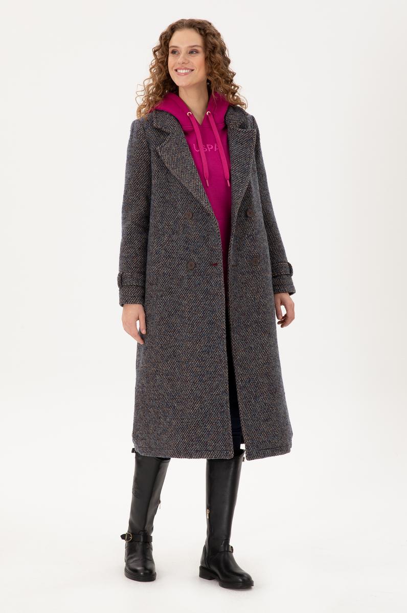 Kadın Lacivert Kaşe Kaban