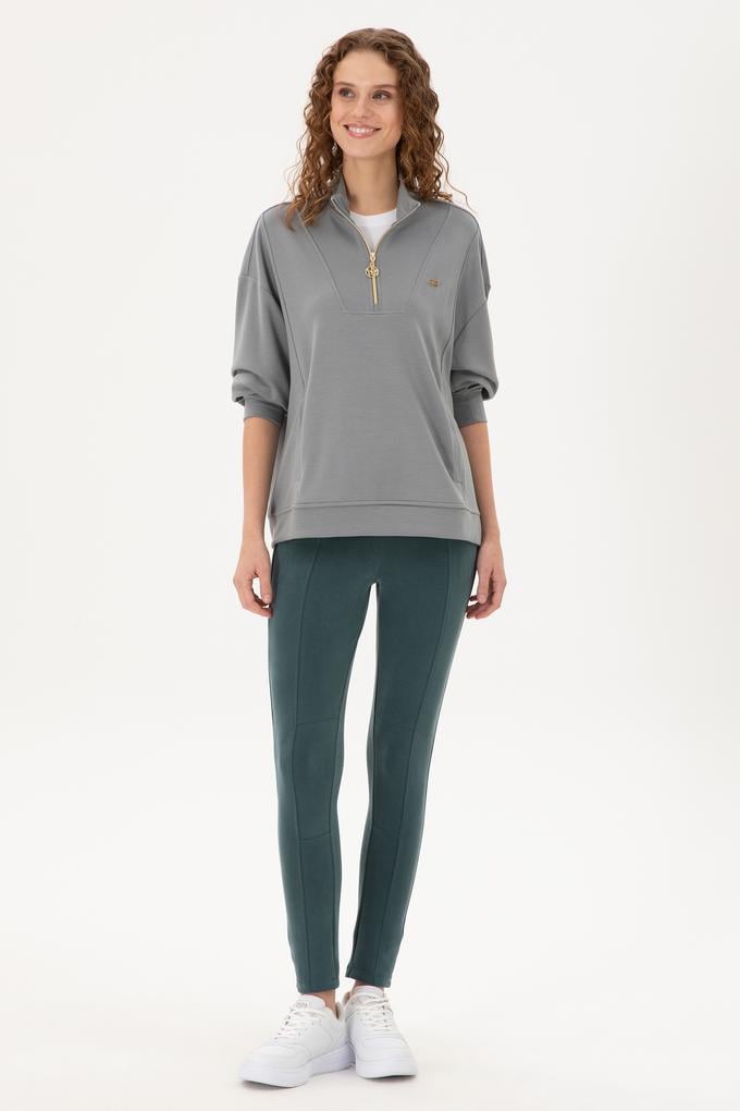 Kadın Koyu Yeşil Örme Pantolon