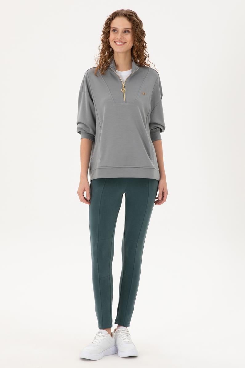 Kadın Koyu Yeşil Örme Pantolon