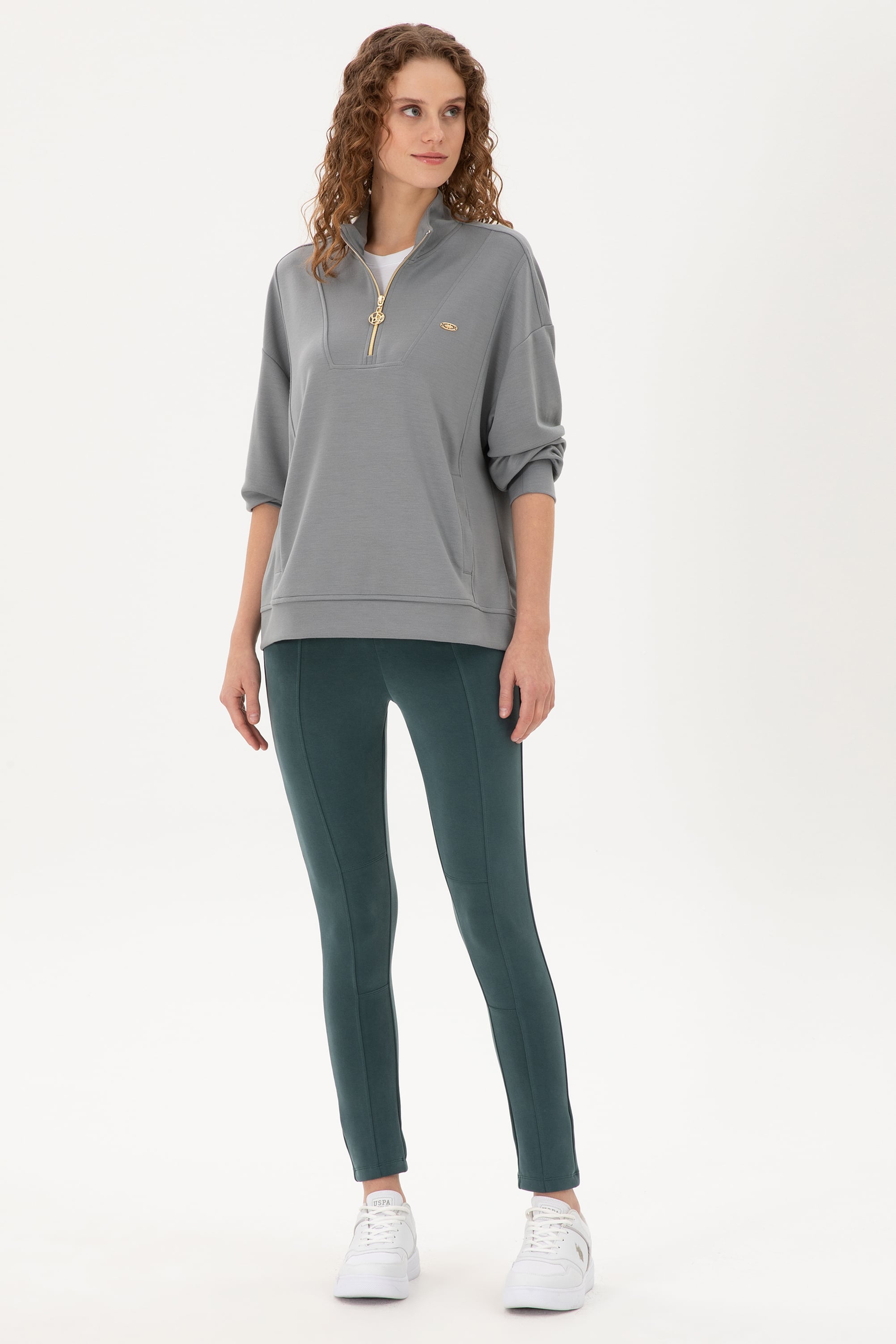Kadın Koyu Yeşil Örme Pantolon - Image 3