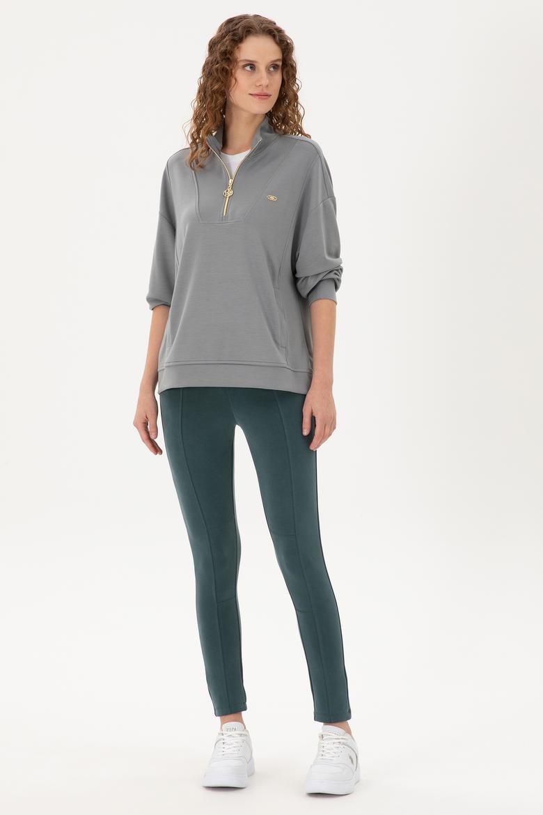 Kadın Koyu Yeşil Örme Pantolon - 50292398012