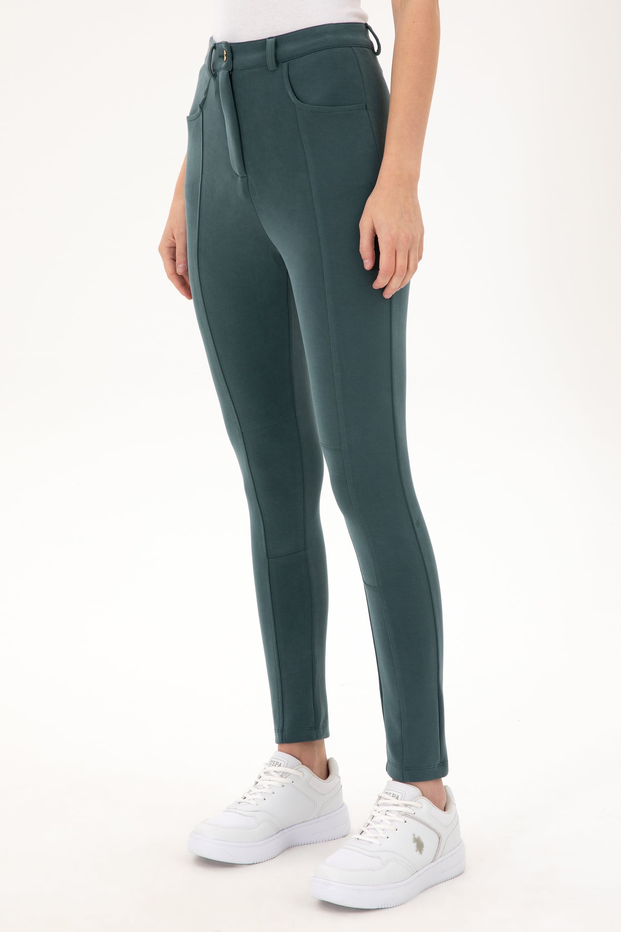 Kadın Koyu Yeşil Örme Pantolon - Image 2