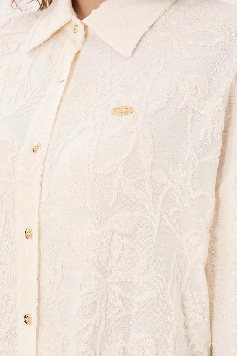 Kadın Krem Örme Gömlek - 50298166012