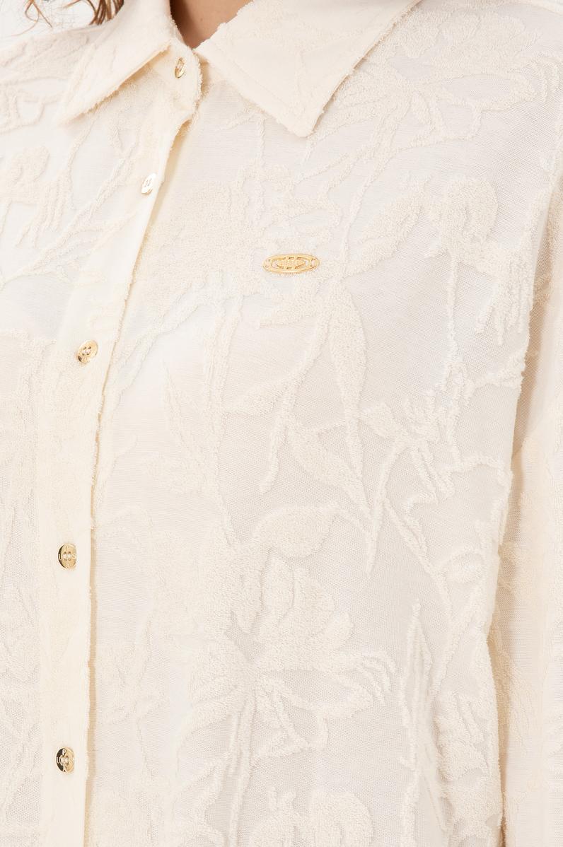 Kadın Krem Örme Gömlek