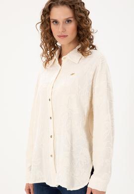 Kadın Krem Örme Gömlek - 50298166012