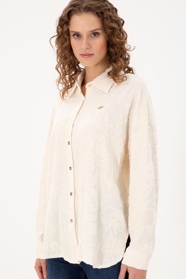Kadın Krem Örme Gömlek - 50298166012