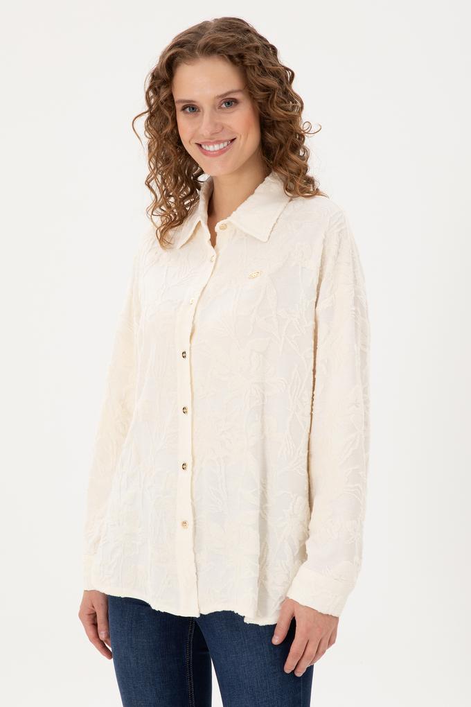 Kadın Krem Örme Gömlek