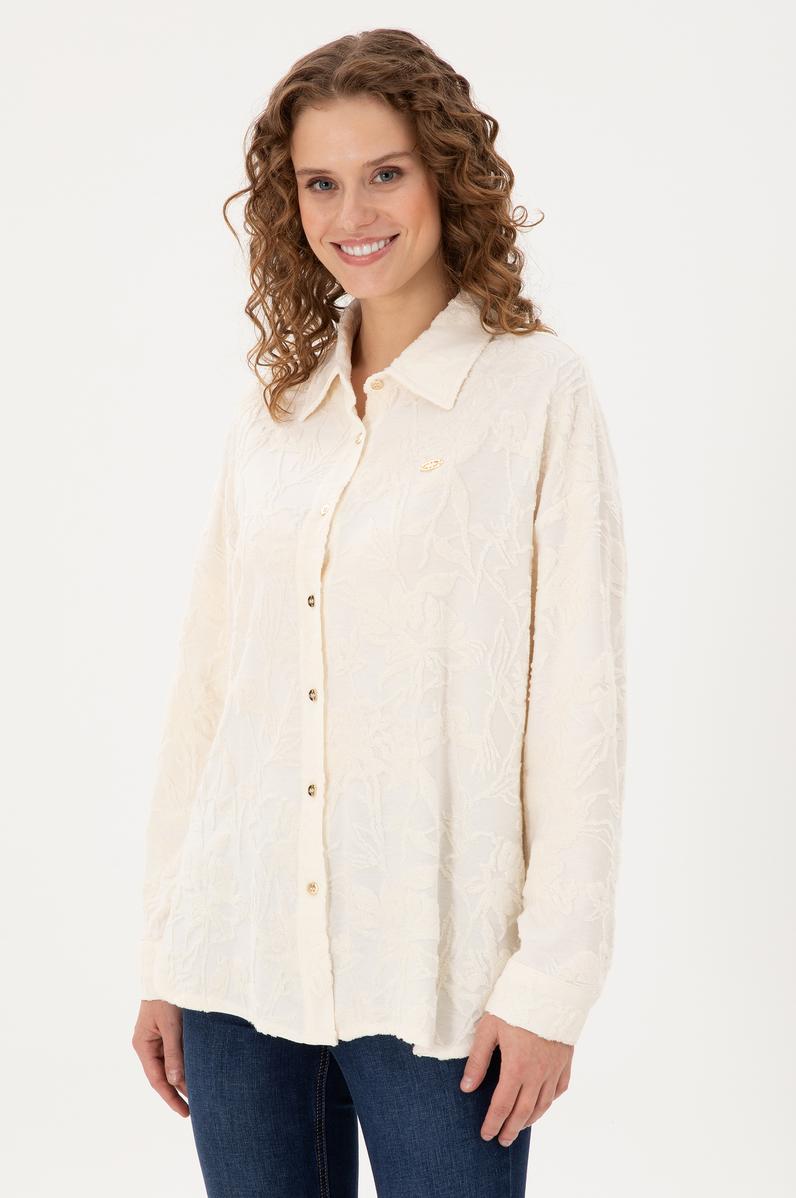 Kadın Krem Örme Gömlek
