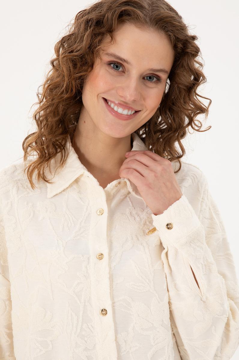 Kadın Krem Örme Gömlek