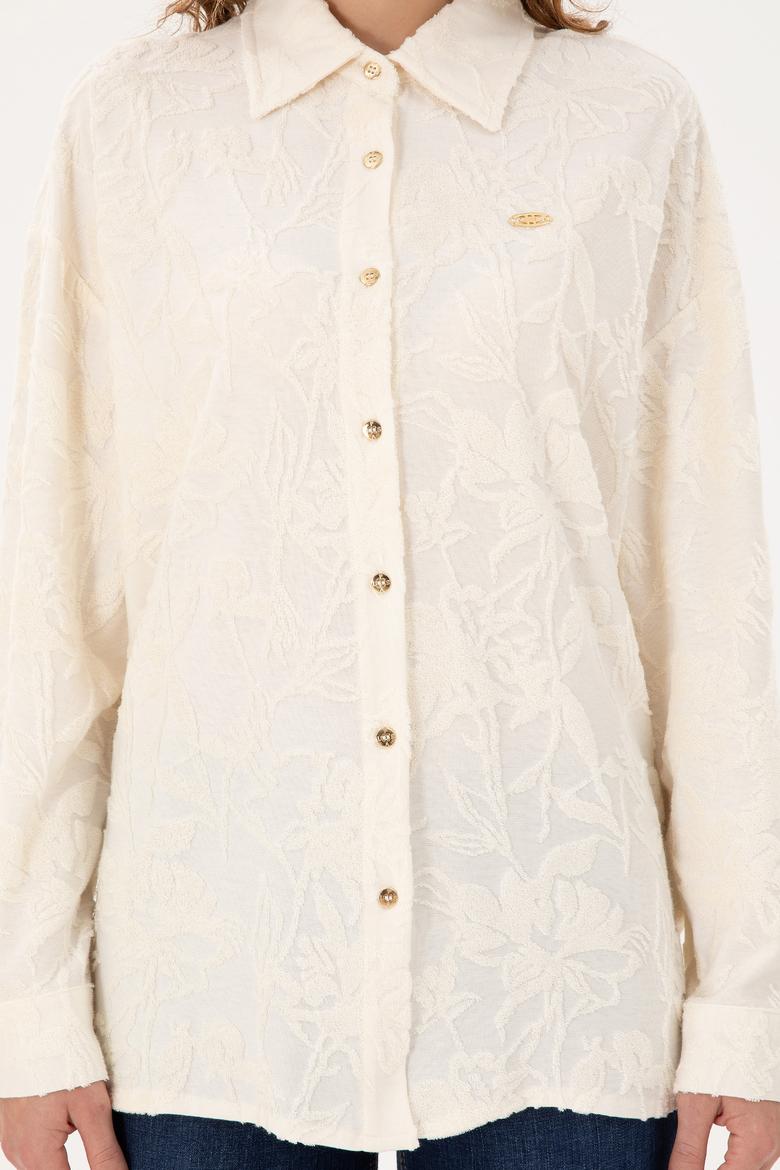 Kadın Krem Örme Gömlek - 50298166012