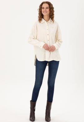 Kadın Krem Örme Gömlek - 50298166012
