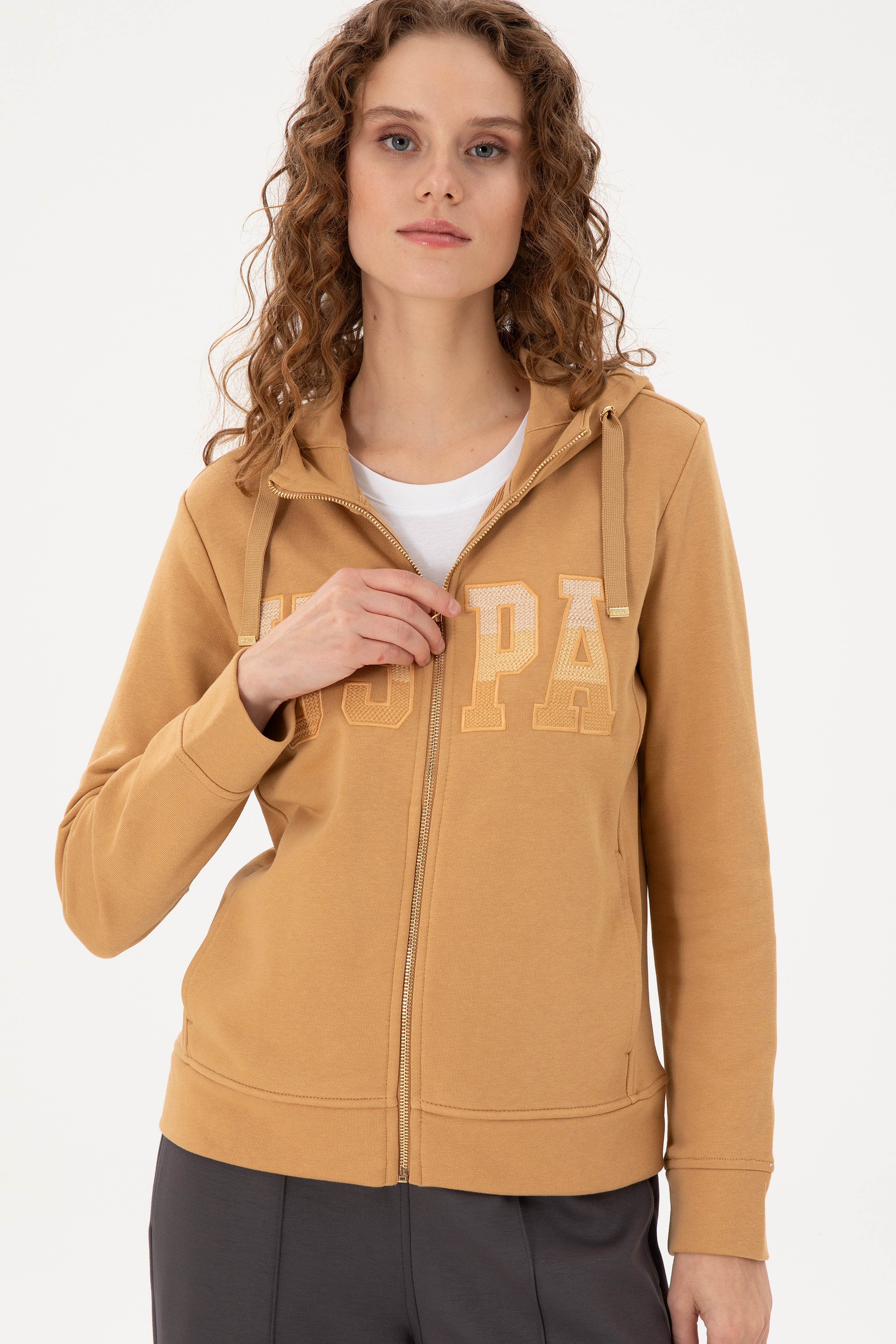 Kadın Camel Basic Kapüşonlu Sweatshirt