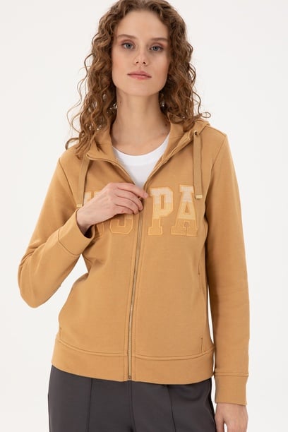 Kadın Camel Basic Kapüşonlu Sweatshirt