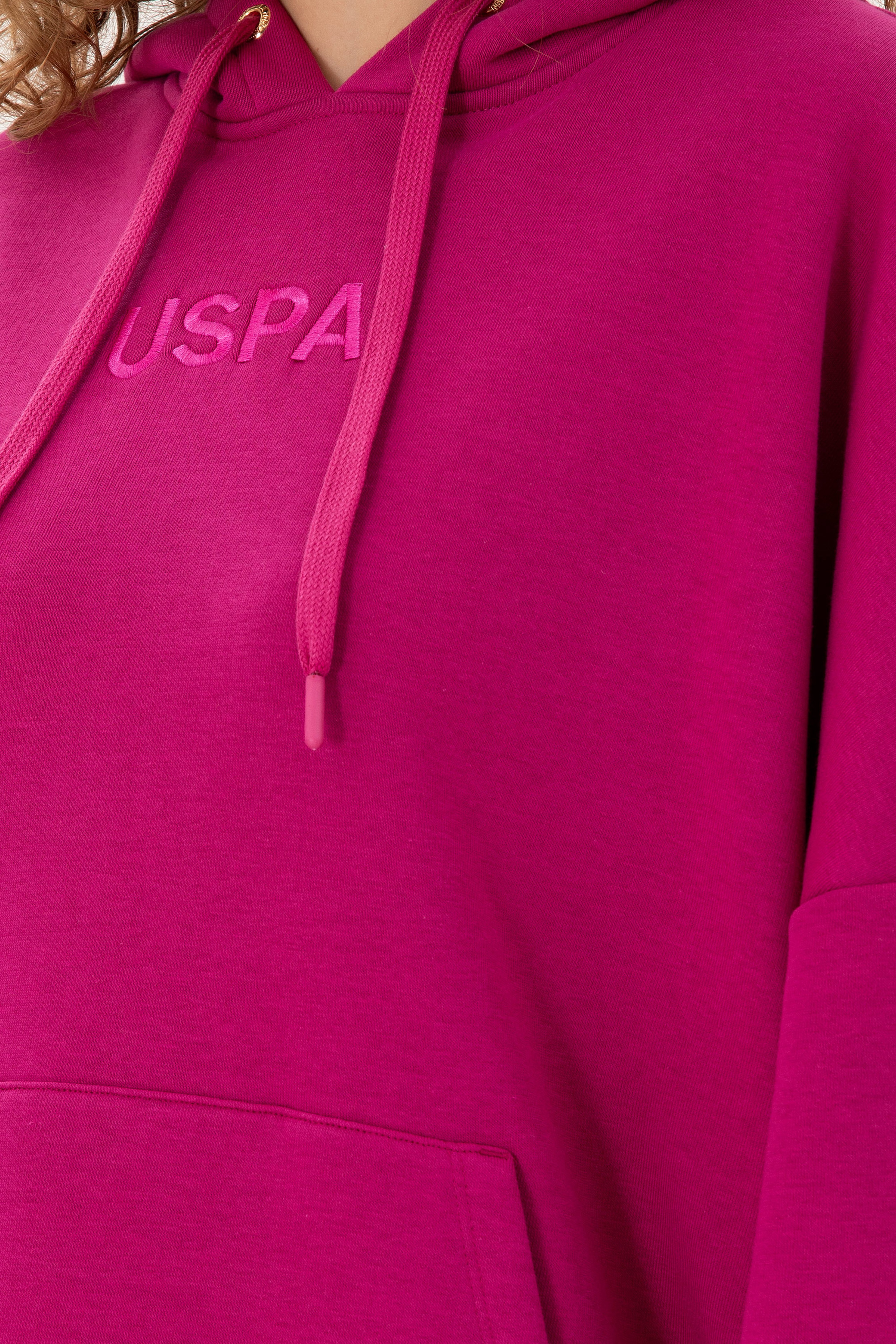 Kadın Fuşya Kapüşonlu Sweatshirt - Image 7