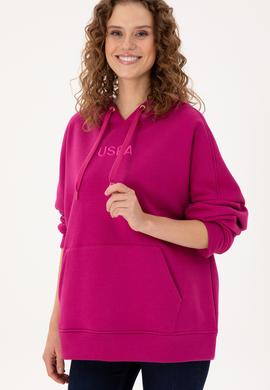 Kadın Fuşya Kapüşonlu Sweatshirt - 50292370010