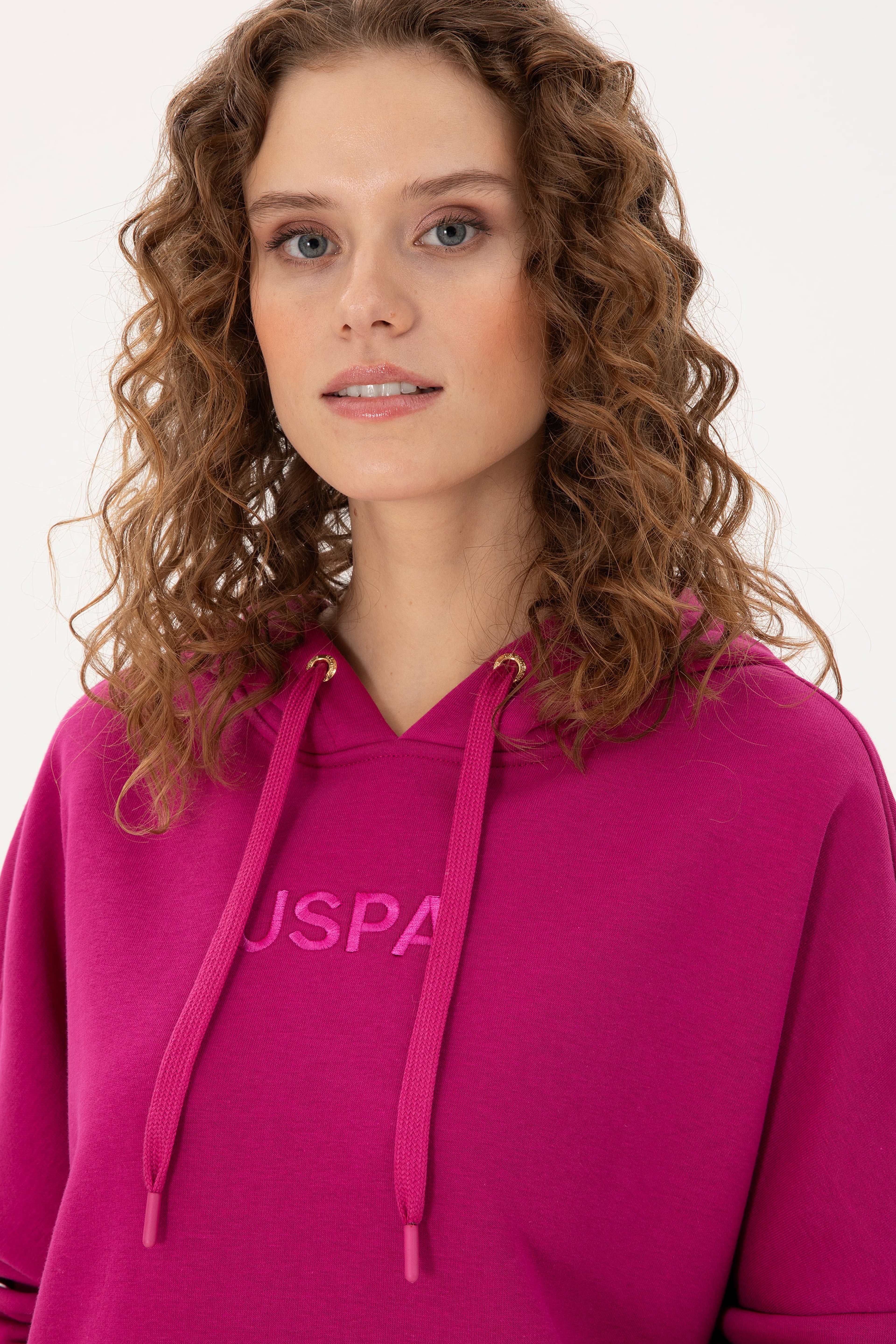 Kadın Fuşya Kapüşonlu Sweatshirt