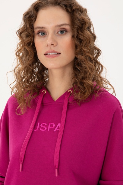 Kadın Fuşya Kapüşonlu Sweatshirt
