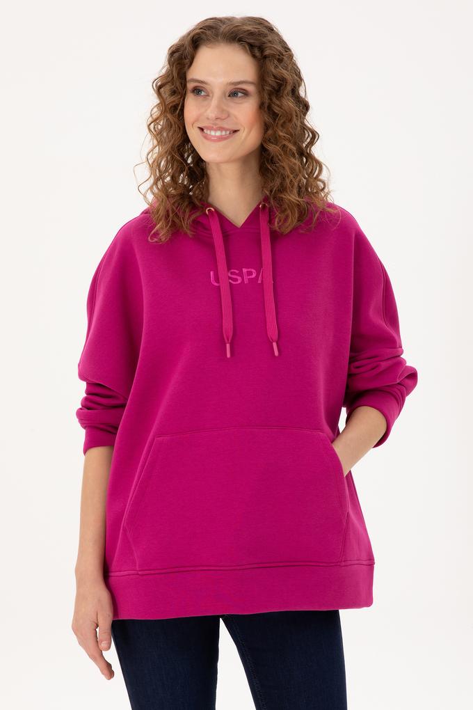 Kadın Fuşya Kapüşonlu Sweatshirt