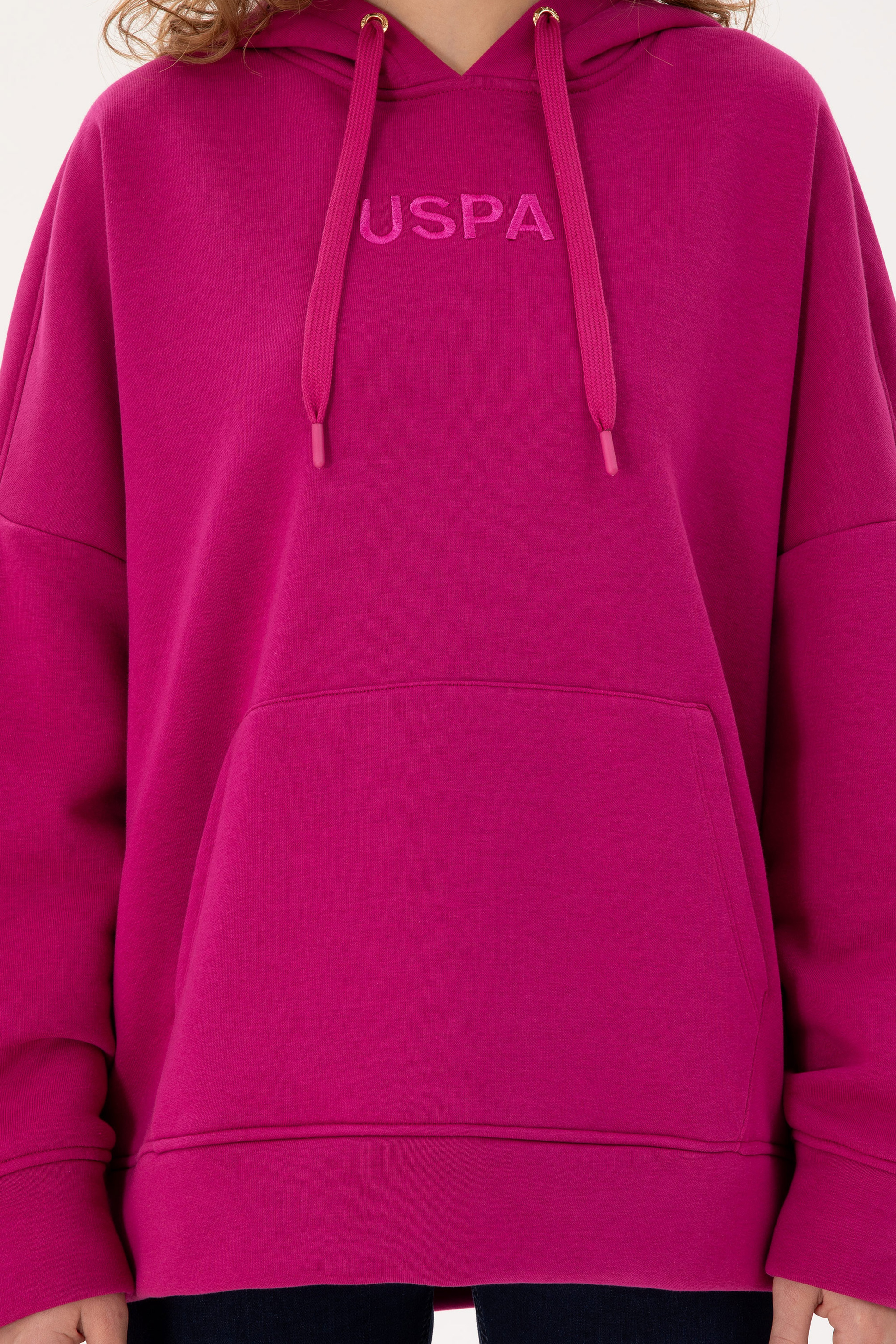 Kadın Fuşya Kapüşonlu Sweatshirt