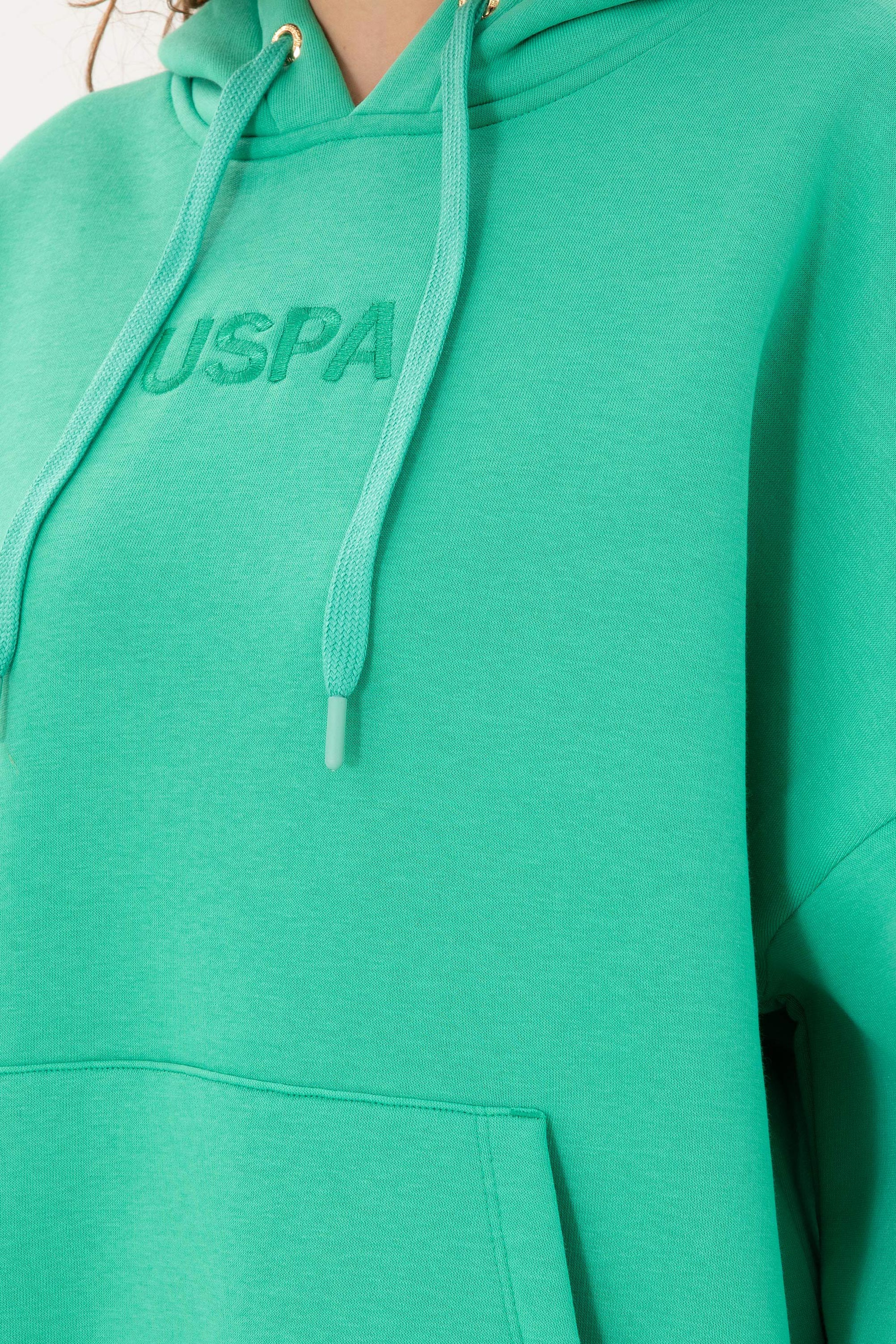 Kadın Mint Kapüşonlu Sweatshirt
