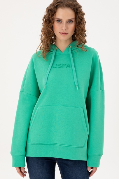 Kadın Mint Kapüşonlu Sweatshirt