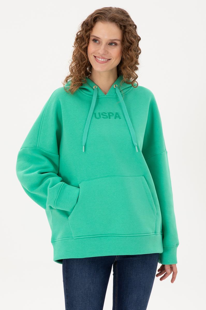 Kadın Mint Kapüşonlu Sweatshirt