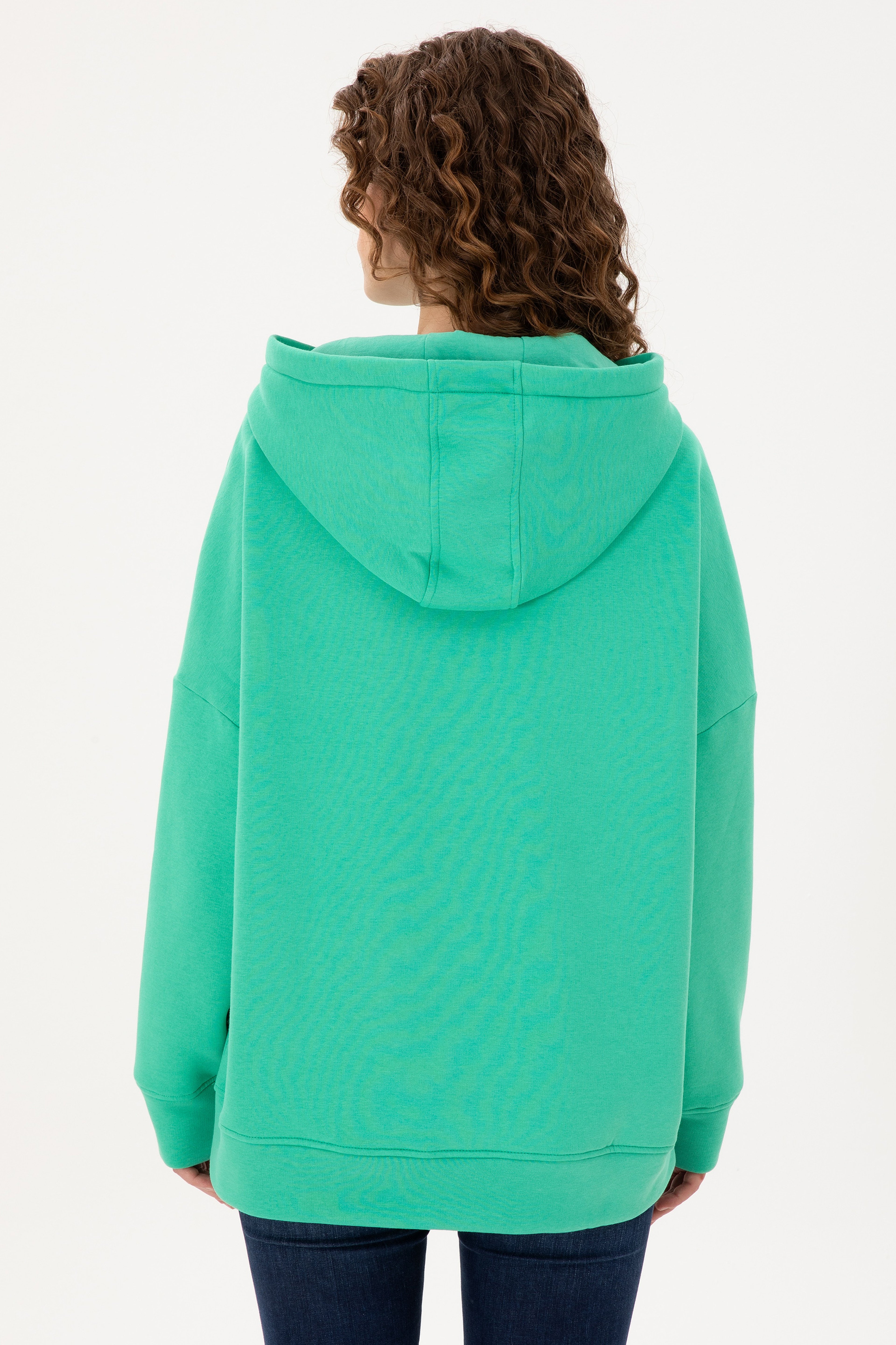 Kadın Mint Kapüşonlu Sweatshirt