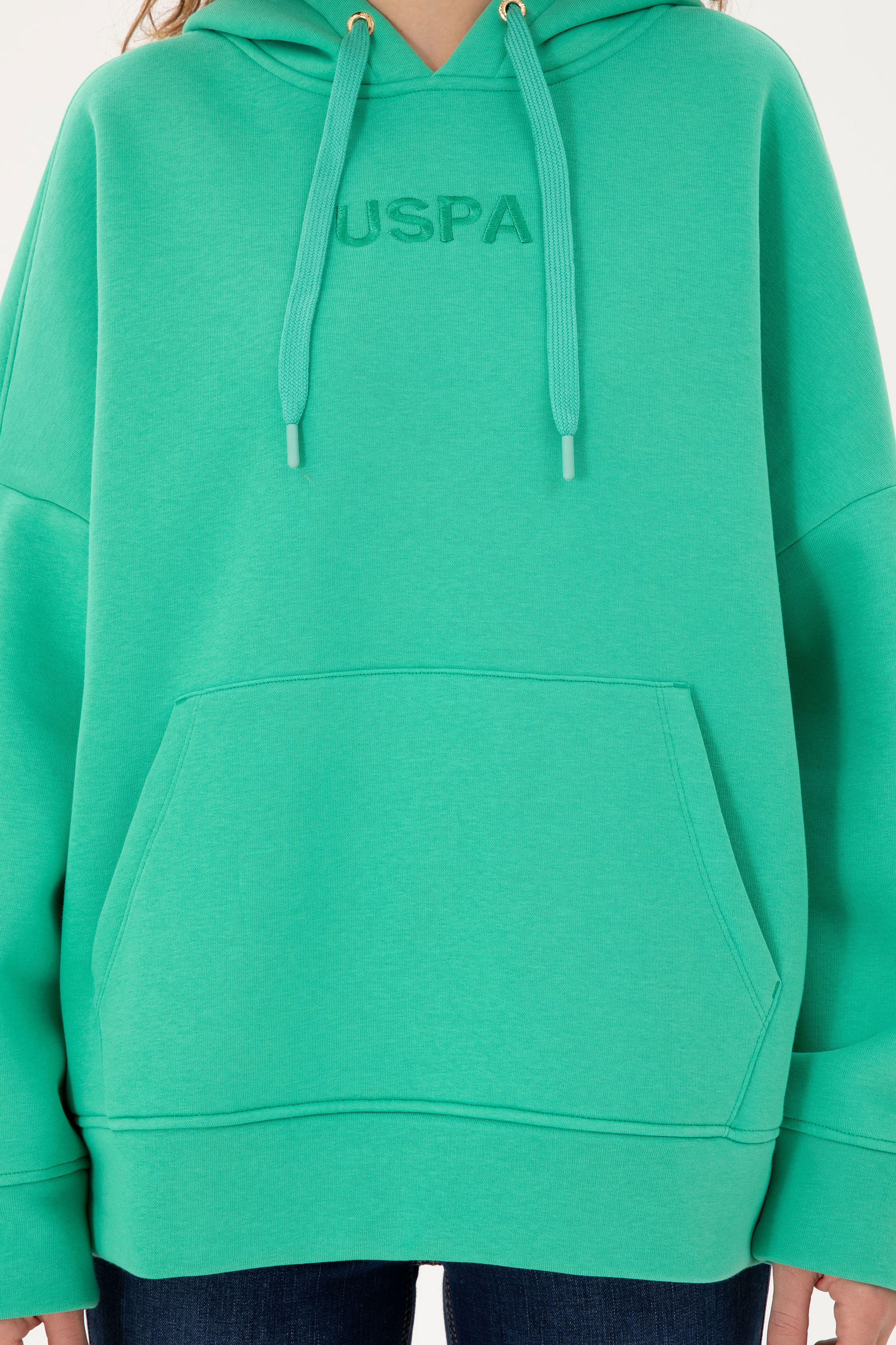 Kadın Mint Kapüşonlu Sweatshirt - Image 6