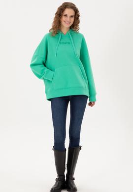 Kadın Mint Kapüşonlu Sweatshirt - 50292370028